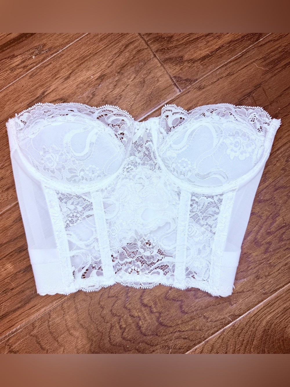 Cabernet White Lace Longline Bandeau Bustier